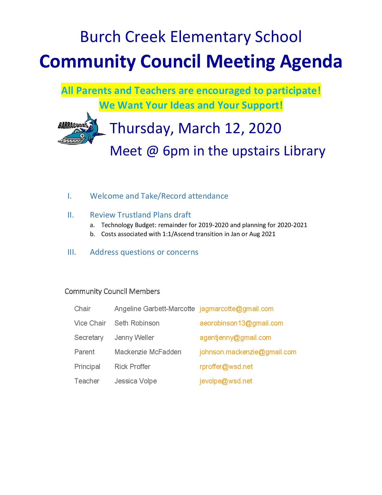 BCCC Meeting Agenda 03 12 2020 page 001